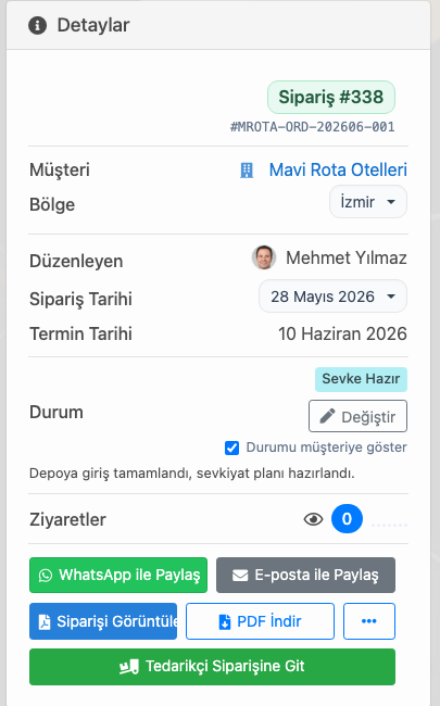 Delbig CRM sipariş takibi ekran görüntüsü