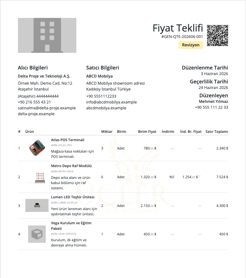 Delbig CRM teklif ve proforma yönetimi ekran görüntüsü