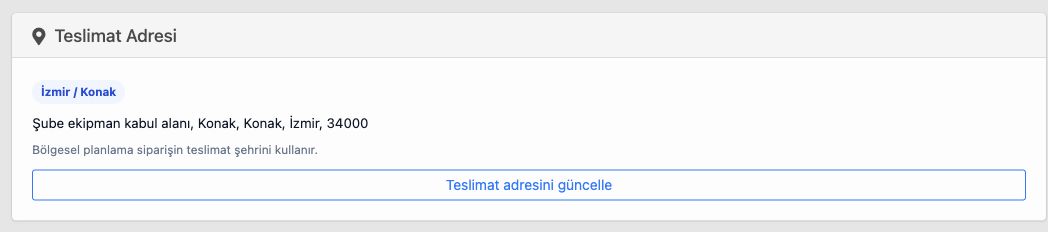 Delbig CRM sevkiyat detayında teslimat ili, ilçesi, adresi ve bölgesel planlama notu