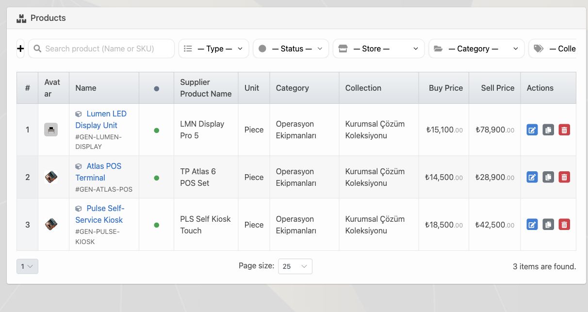 Delbig CRM supplier products with internal product name, supplier product name and buy price in English