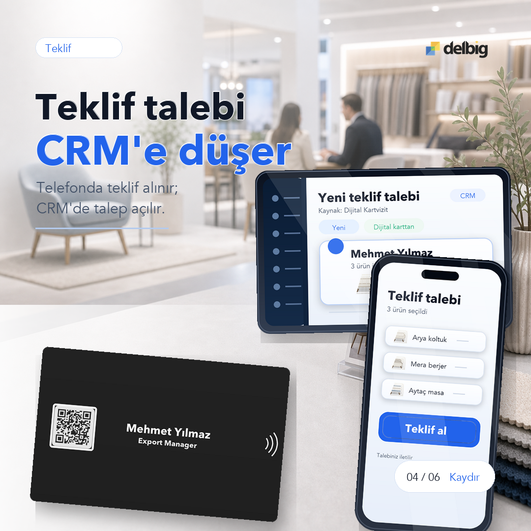 Teklif talebi CRM'e düşer sosyal medya görseli