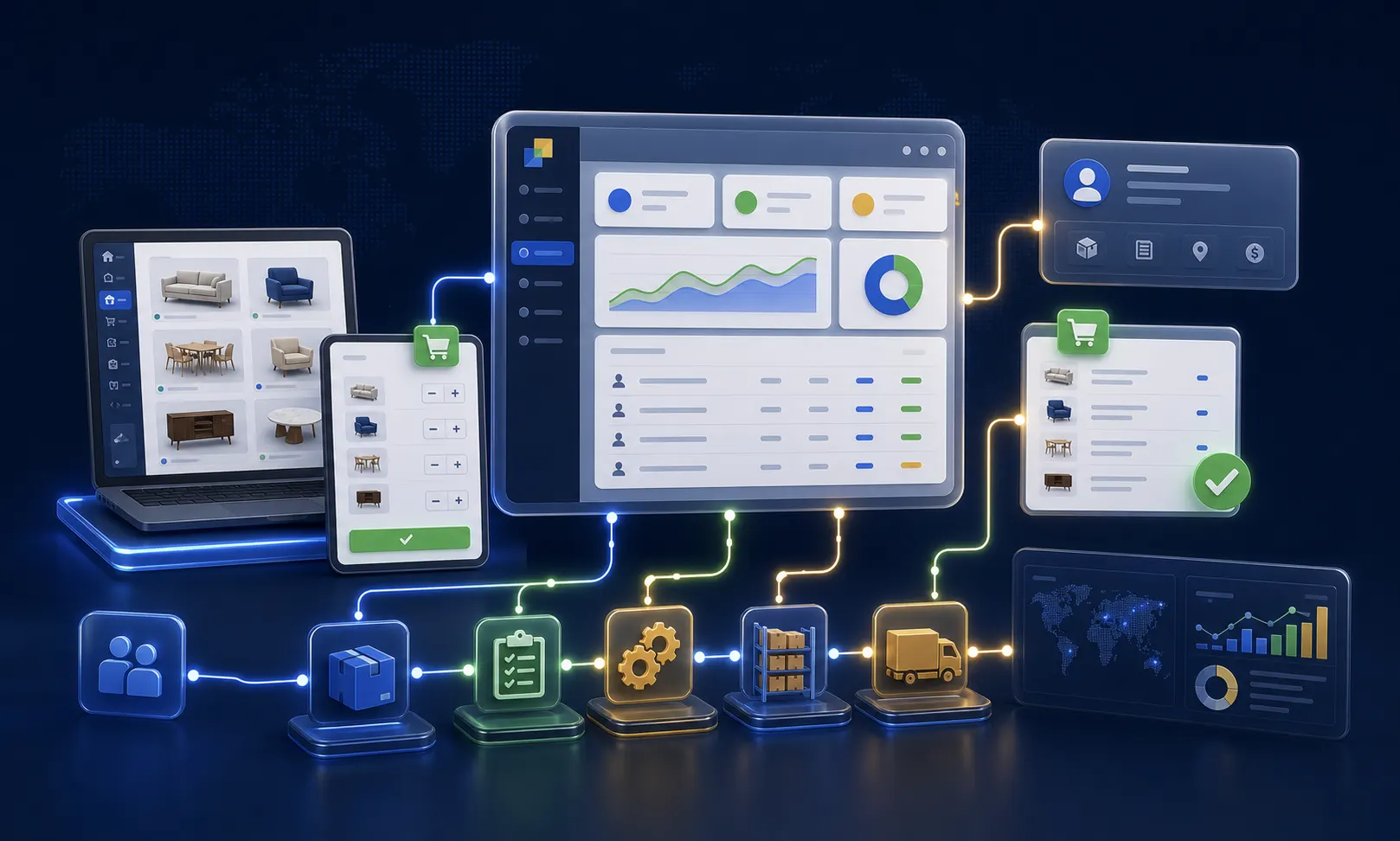 Визуал Delbig CRM: заказы B2B-портала связаны с операциями
