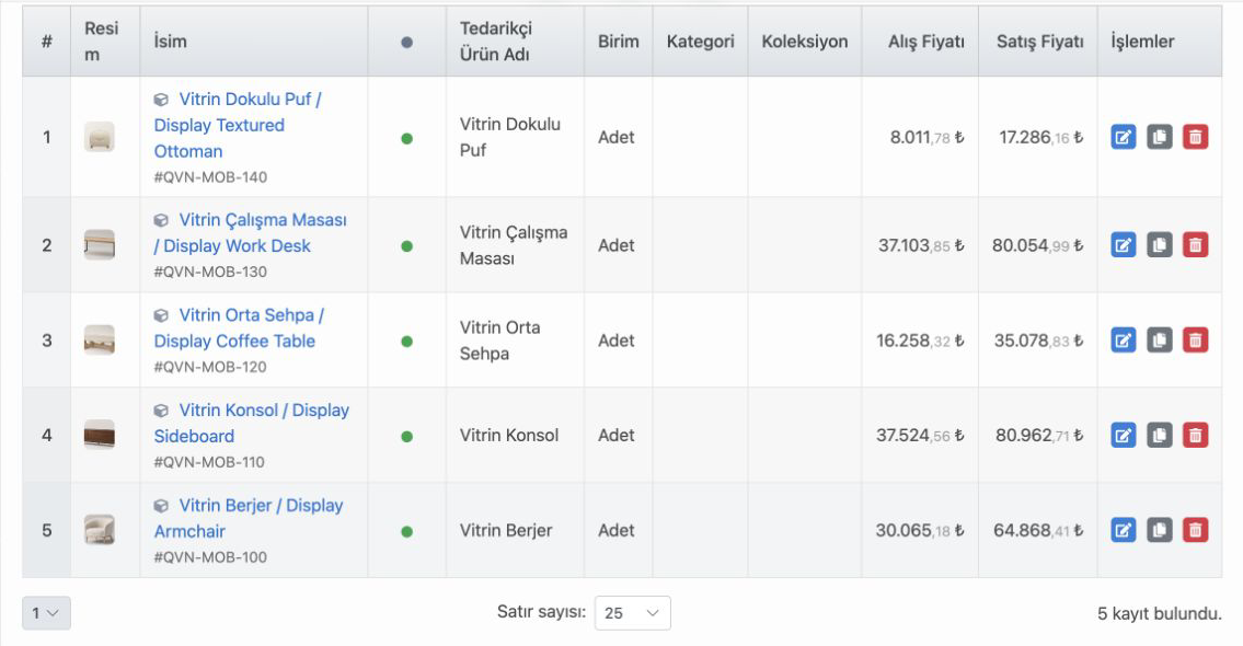 Delbig CRM tedarikçi ürünlerinde içerideki ürün adı, tedarikçi ürün adı ve alış fiyatı ayrımı