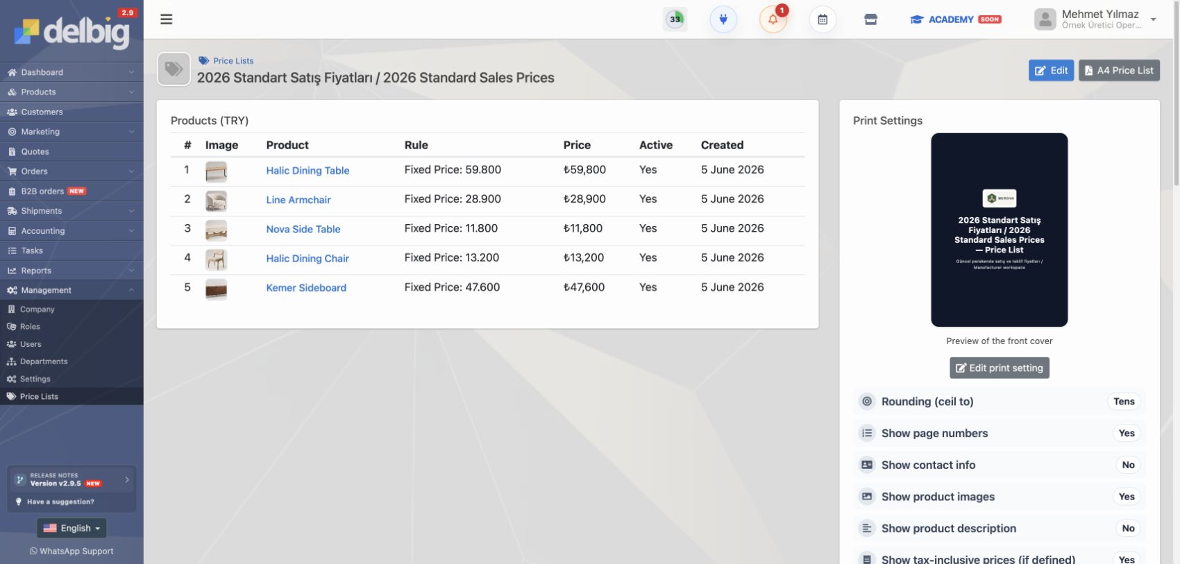 Изображение Delbig CRM Standard Price List Detail En