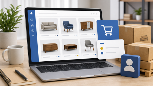 Mobilya B2B bayi siparişi ve portal akışı kartı