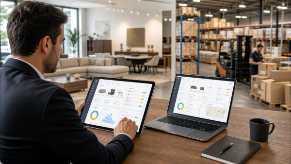 Mobilya takip programı için Delbig CRM konsept görseli
