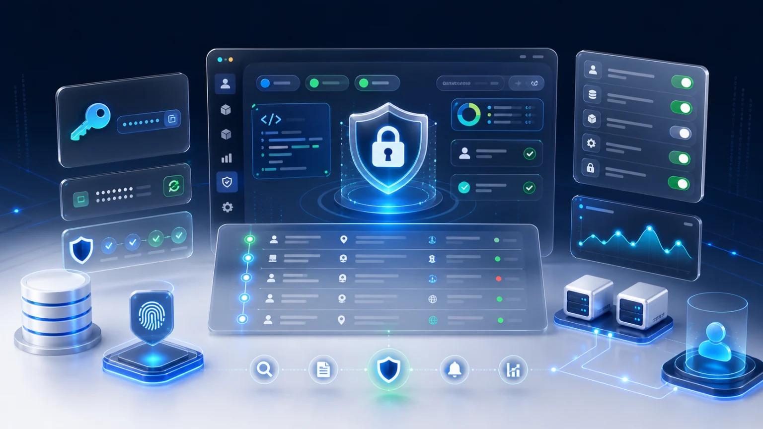 API client, yetki kapsamı, güvenli erişim ve işlem kayıtlarını anlatan güvenli entegrasyon görseli