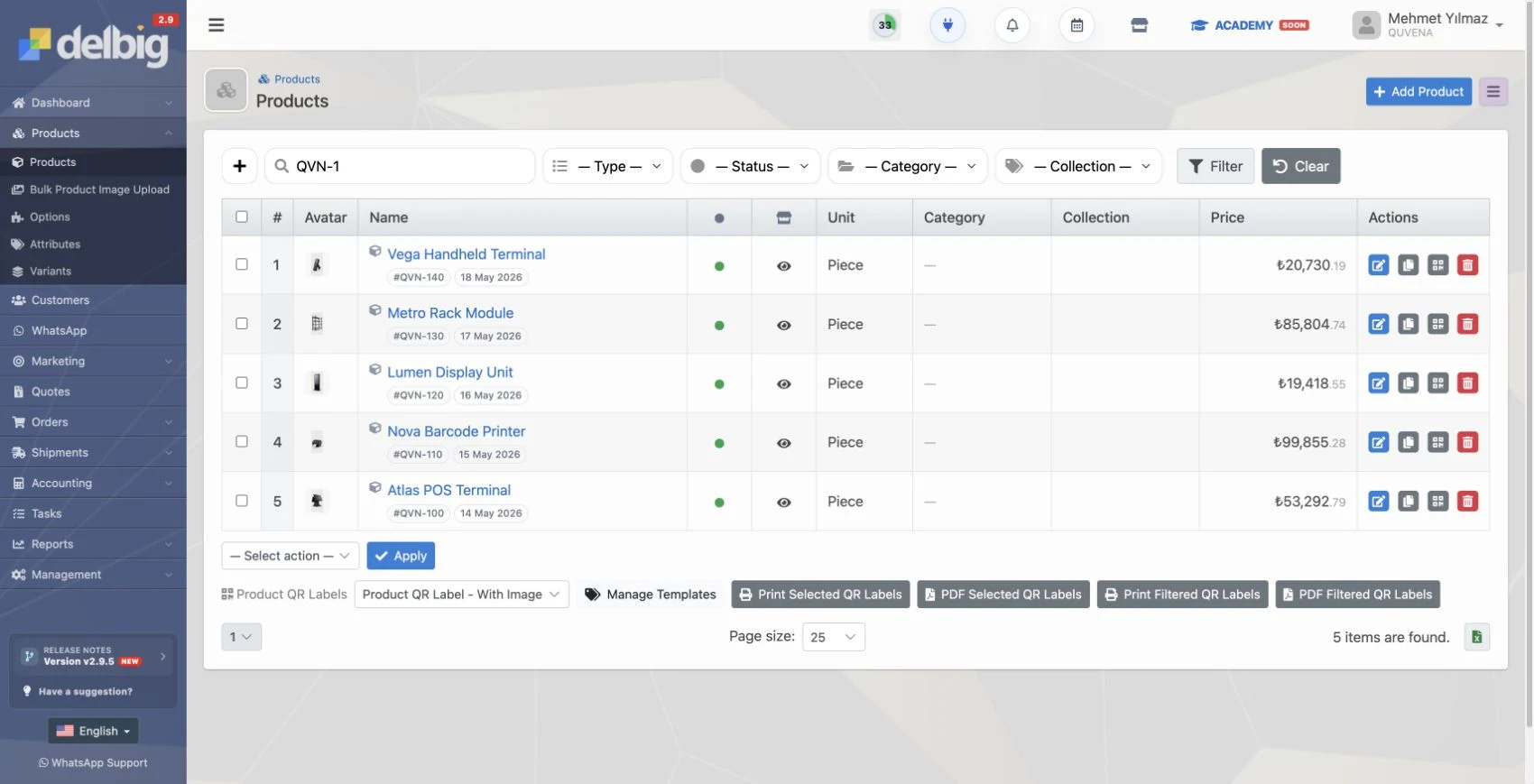 Cross-sector synthetic products with images in the Delbig product list
