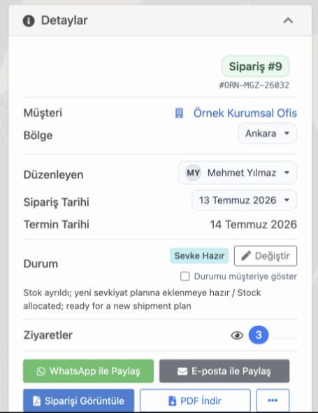 Delbig CRM sipariş takibi ekran görüntüsü